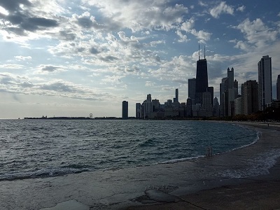 Oak Street Beach Cloudy View - Love Chicago USA